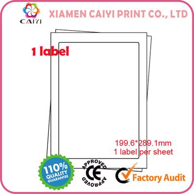 A4 Laser Inkjet Sheet Labels, 1 Label Per Sheet