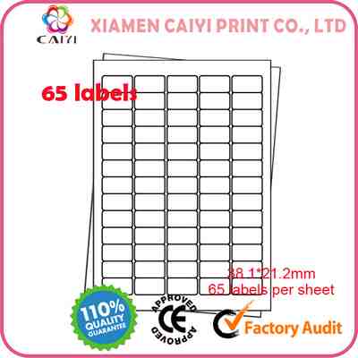 A4 Label Paper, 65 Labels Per Sheet